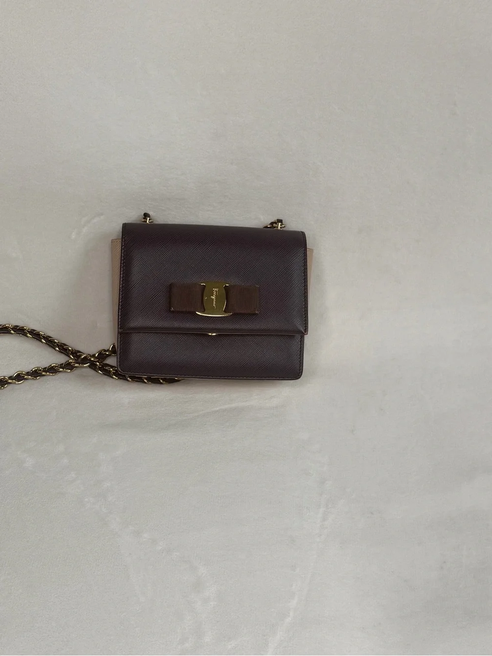Salvatore Farragamo Leather Ginny Mini Vara Purple Crossbody Bag